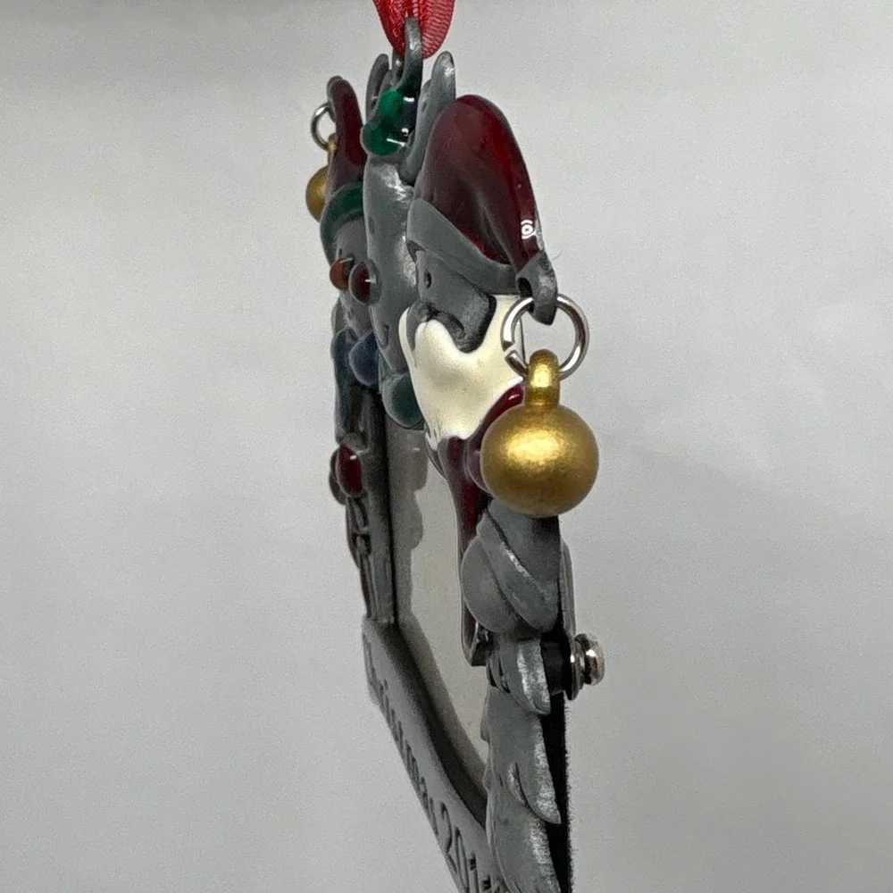 Christmas 2011 Photo Frame Ornament Snowman Reindeer Santa Bells Metal‎